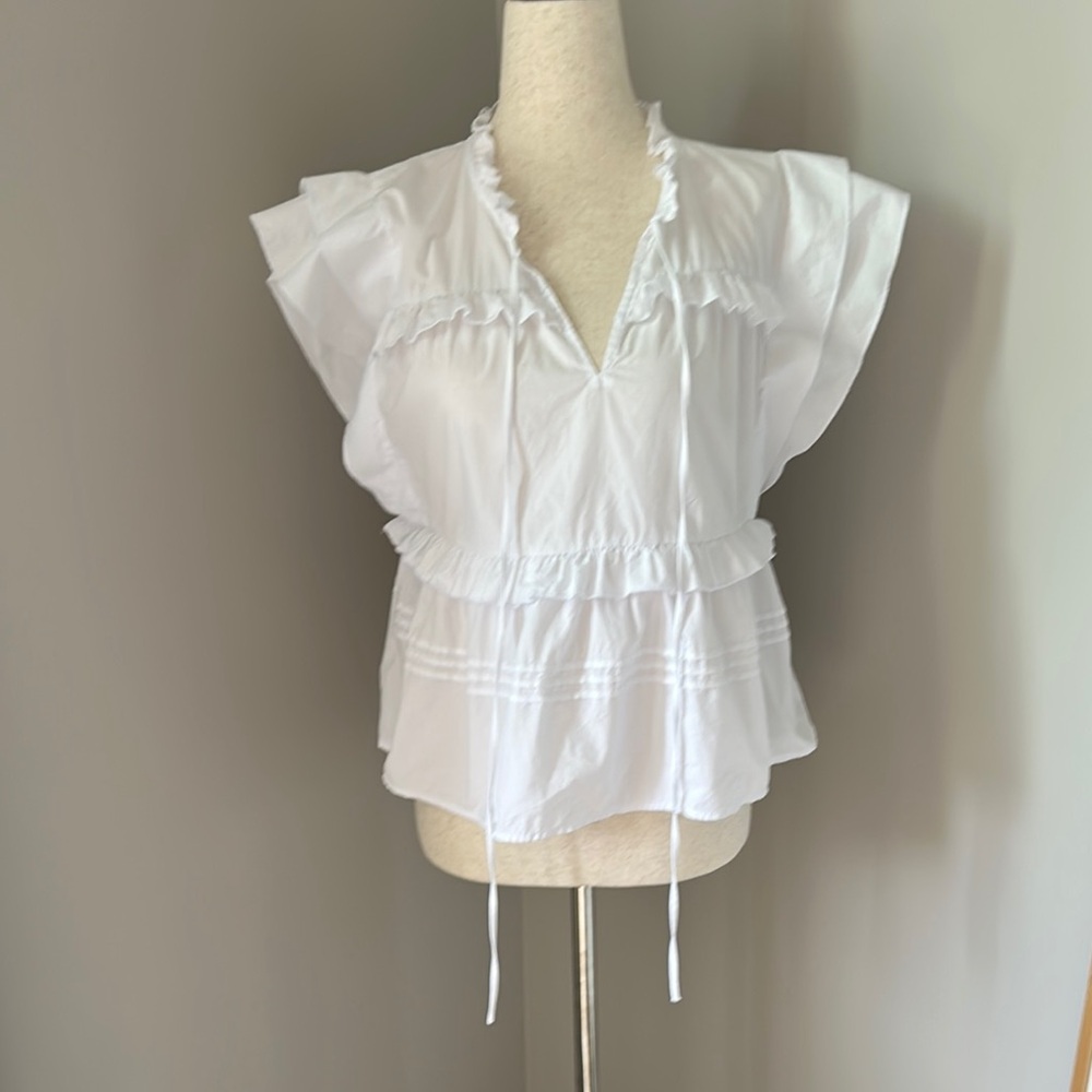 ❇️ Pinch ❇️ White Ruffled Blouse S